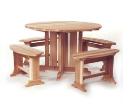 Cedar table and bench seats